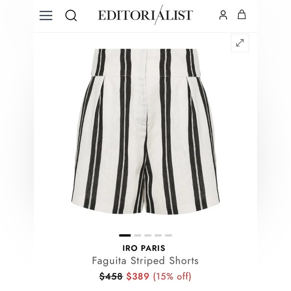 IRO Paris Faguita Striped Shorts High - Waisted Casual Blk/White Size 36 - Picture 10 of 12